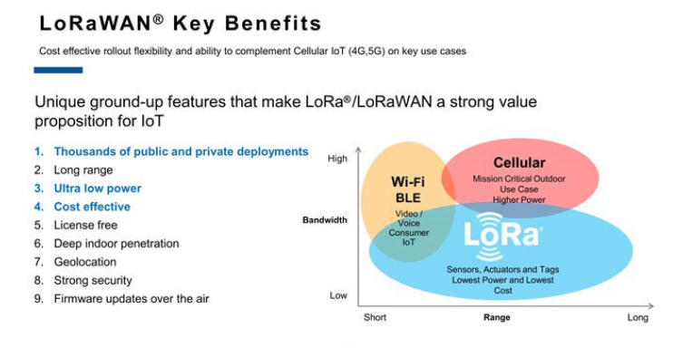 الفوائد الرئيسية LoRaWAN